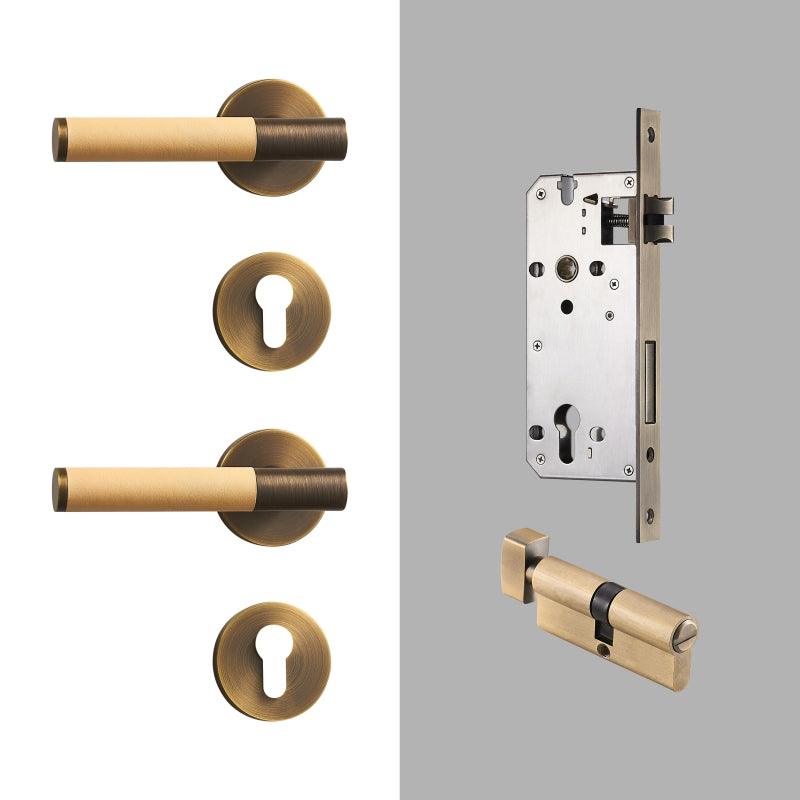 AMINTA / SOLID BRASS & LEATHER / DOOR HANDLES - Handle Shop Couture