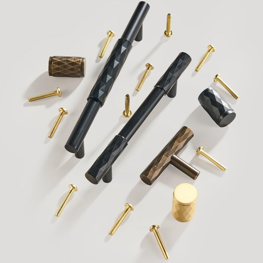 DIAMANTE / SOLID BRASS HANDLES / DIAMOND KNURL - Handle Shop Couture