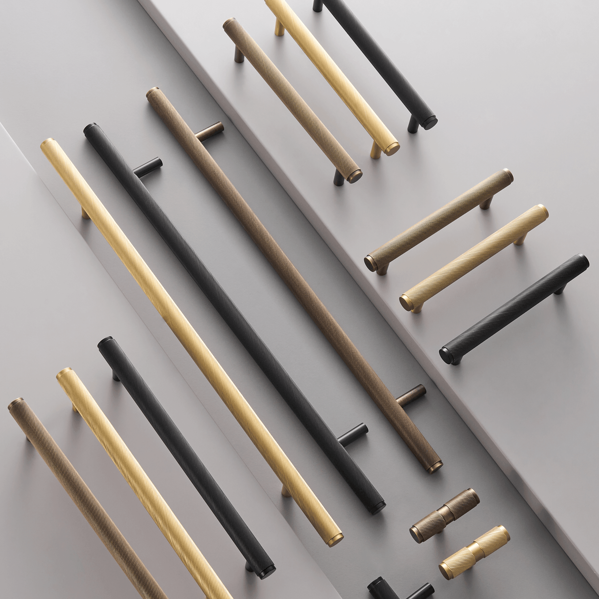 FARO / SOLID BRASS HANDLES / SWIRLED KNURL - Handle Shop Couture