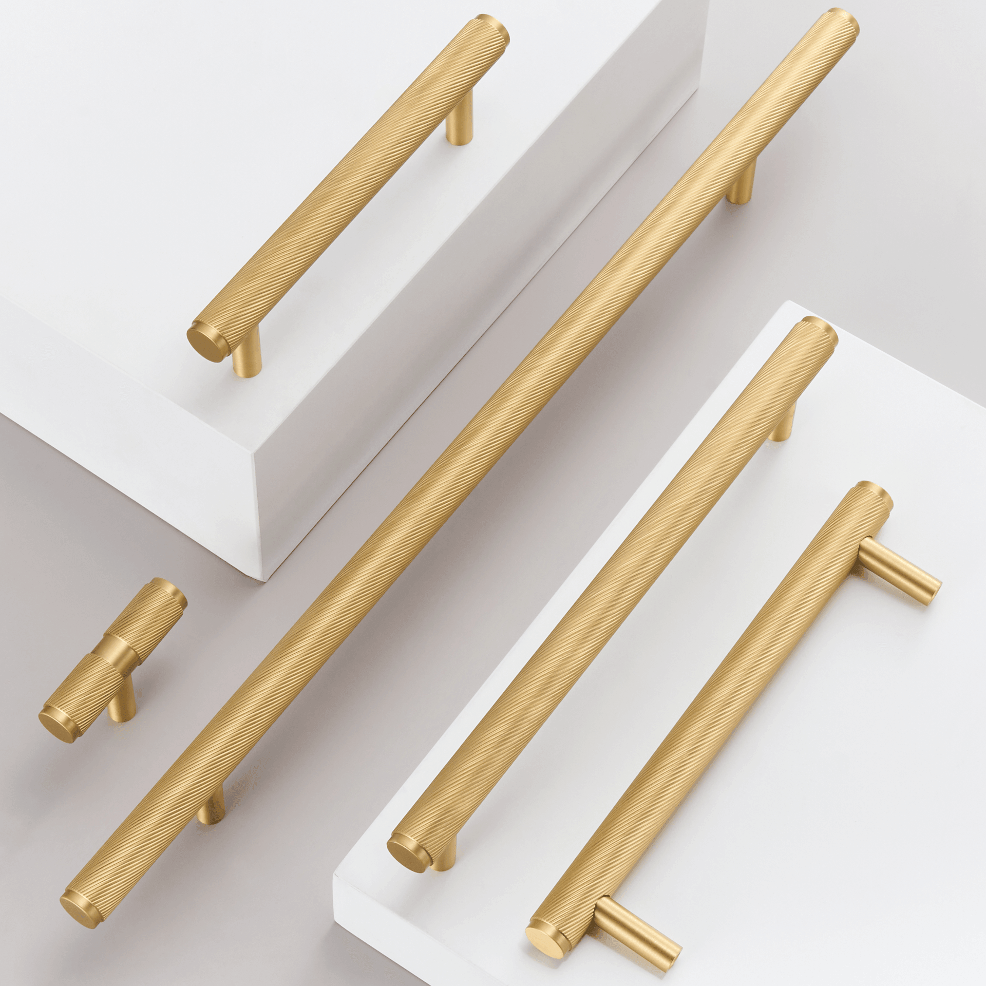 FARO / SOLID BRASS HANDLES / SWIRLED KNURL - Handle Shop Couture