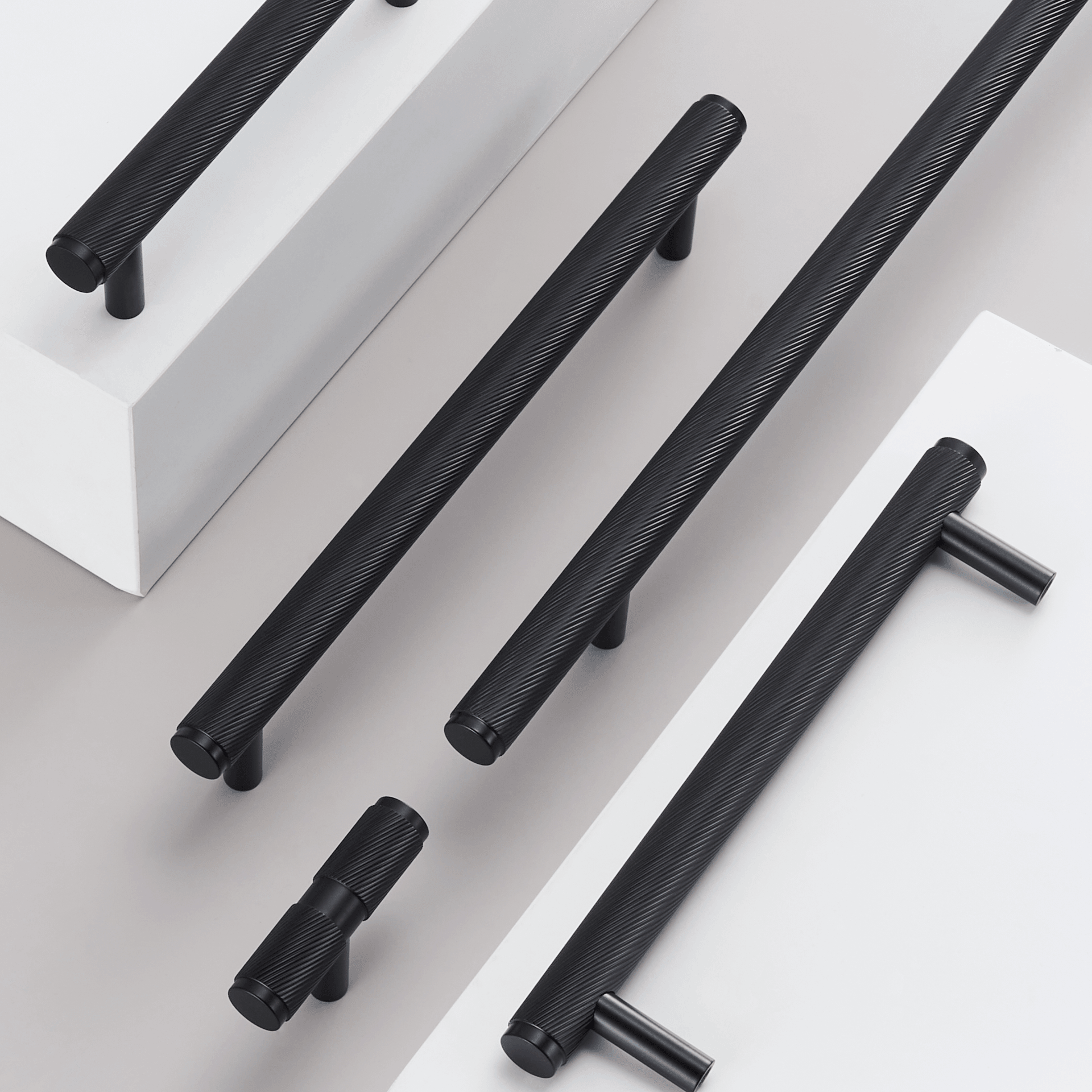 FARO / SOLID BRASS HANDLES / SWIRLED KNURL - Handle Shop Couture