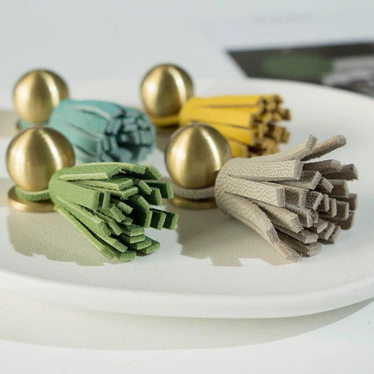 KILLIAN / SOLID BRASS & LEATHER KNOB - Handle Shop Couture