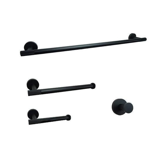 KOS / BATHROOM HARDWARE SET / KNURLED / MATTE BLACK - Handle Shop Couture