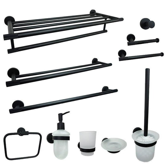 KOS / BATHROOM HARDWARE SET / KNURLED / MATTE BLACK - Handle Shop Couture