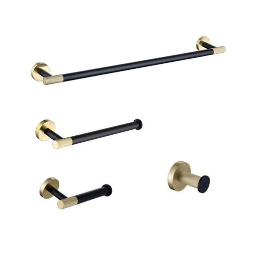 KOS / BATHROOM HARDWARE SET / KNURLED / POLISHED GOLD & MATTE BLACK - Handle Shop Couture