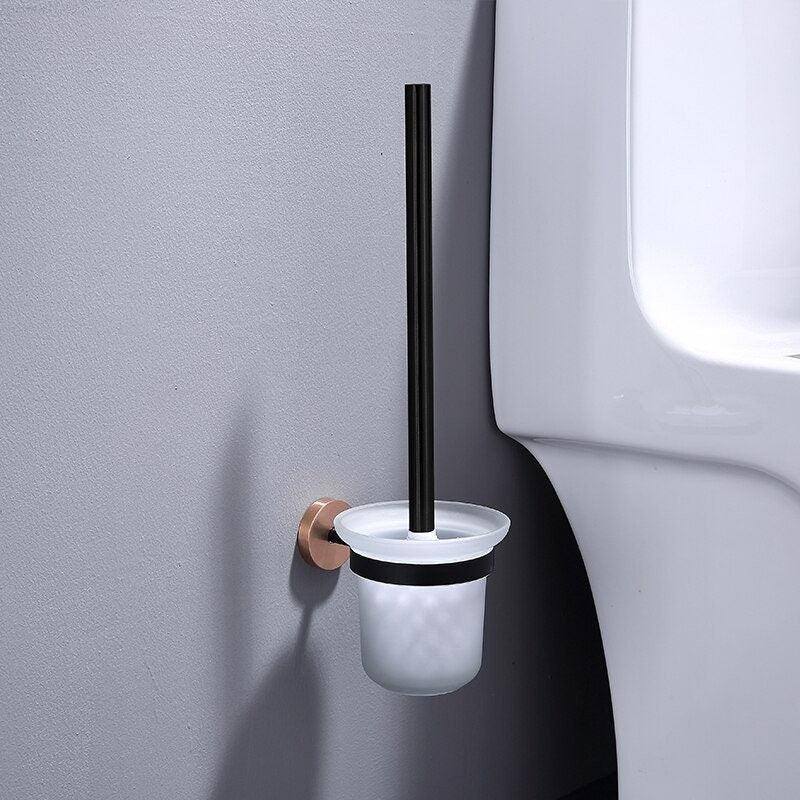 KOS / BATHROOM HARDWARE SET / KNURLED / ROSE GOLD & MATTE BLACK - Handle Shop Couture