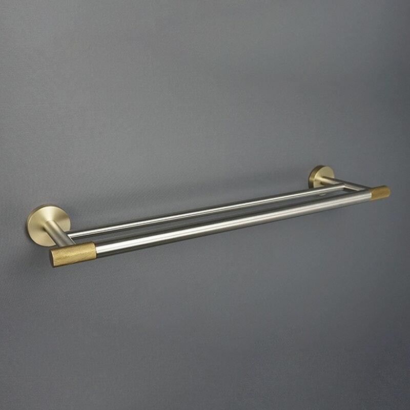 KOS / KNURLED BATHROOM HARDWARE / BRUSHED STAINLESS STEEL & SATIN GOLD - Handle Shop Couture