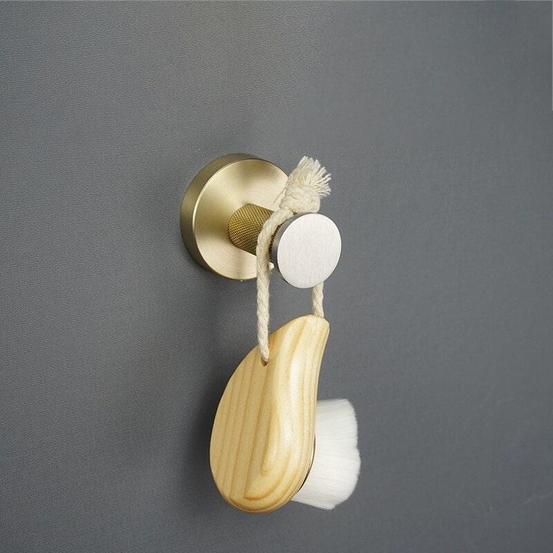 KOS / KNURLED BATHROOM HARDWARE / BRUSHED STAINLESS STEEL & SATIN GOLD - Handle Shop Couture