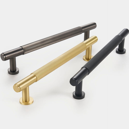 MARBELLA / Double-Sided Solid Brass Knurled Door Pull - Handle Shop Couture