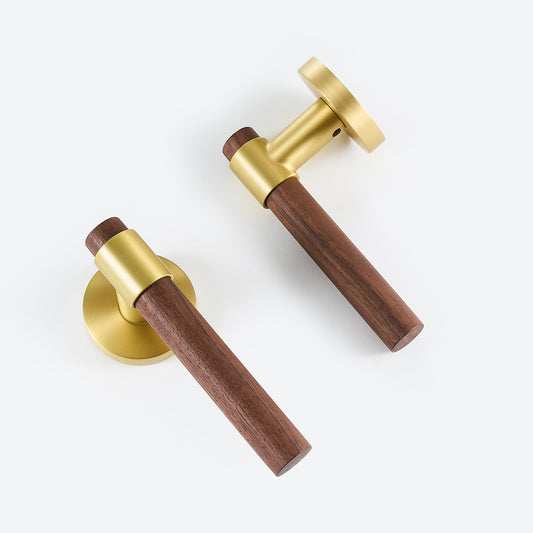 MENELAOS / SOLID BRASS & WALNUT WOOD / DOOR HANDLES - Handle Shop Couture