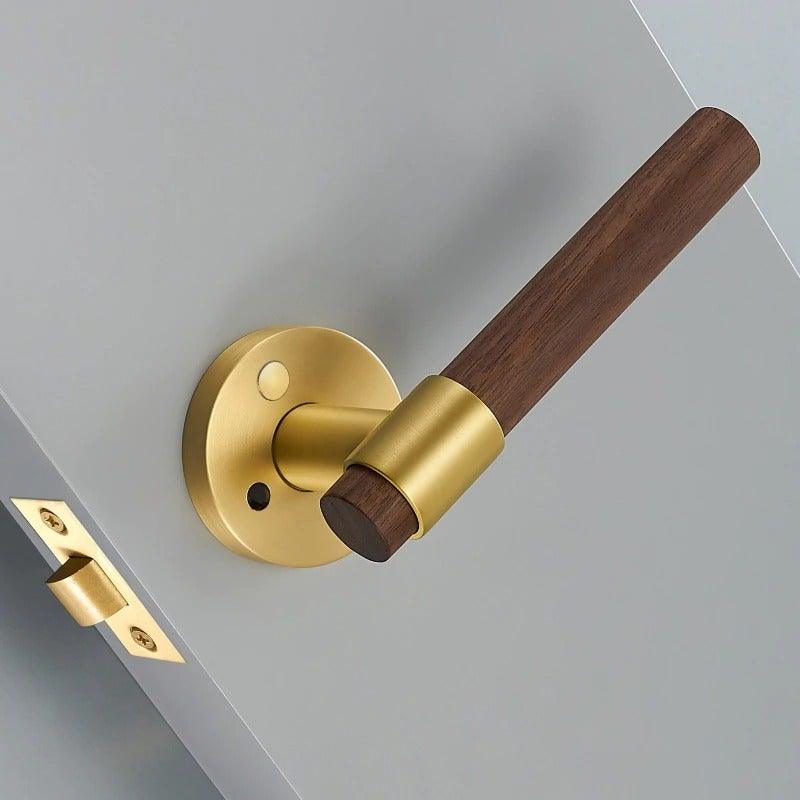 MENELAOS / SOLID BRASS & WALNUT WOOD / DOOR HANDLES - Handle Shop Couture