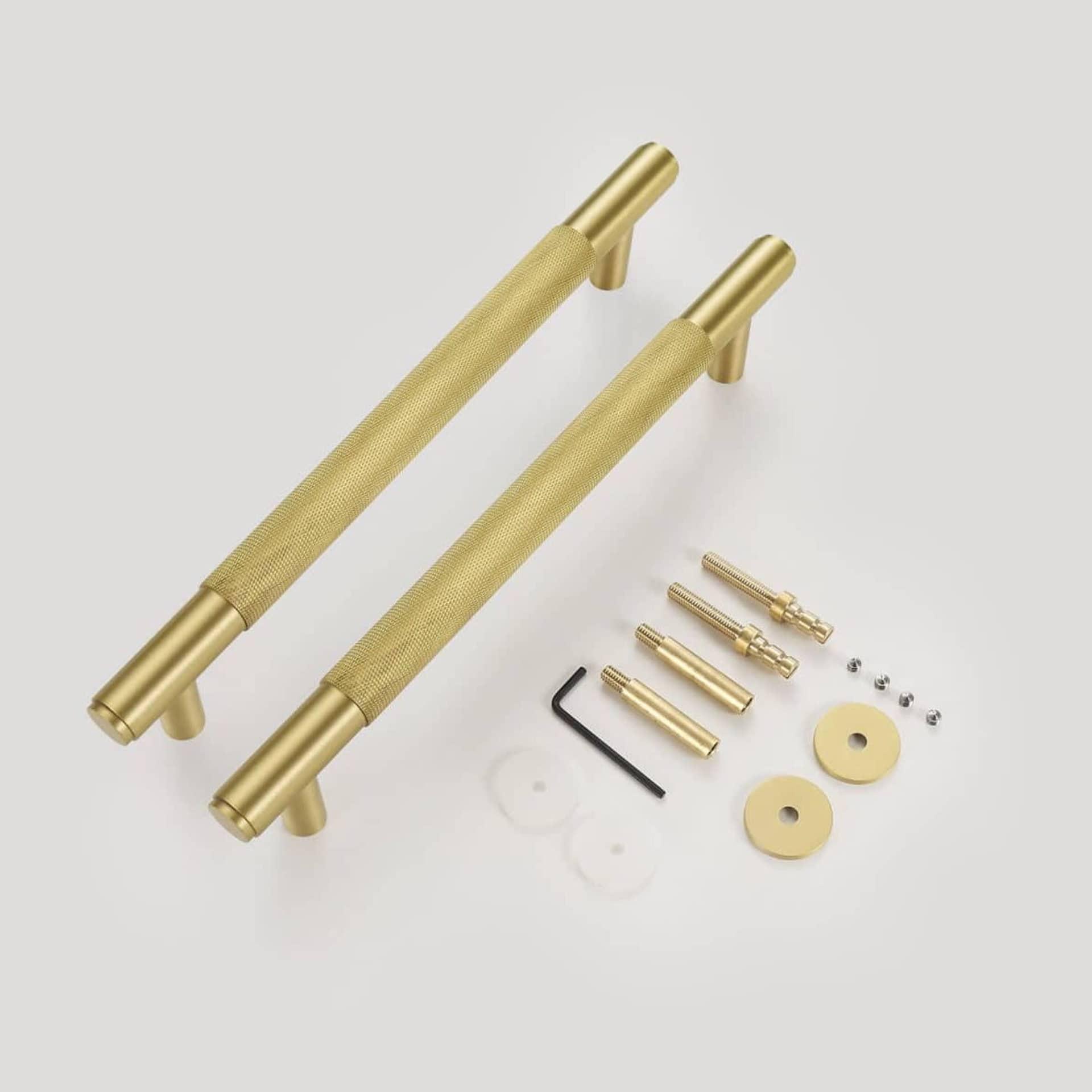 PORTA / Double-Sided Solid Brass Knurled Door Pull - Handle Shop Couture