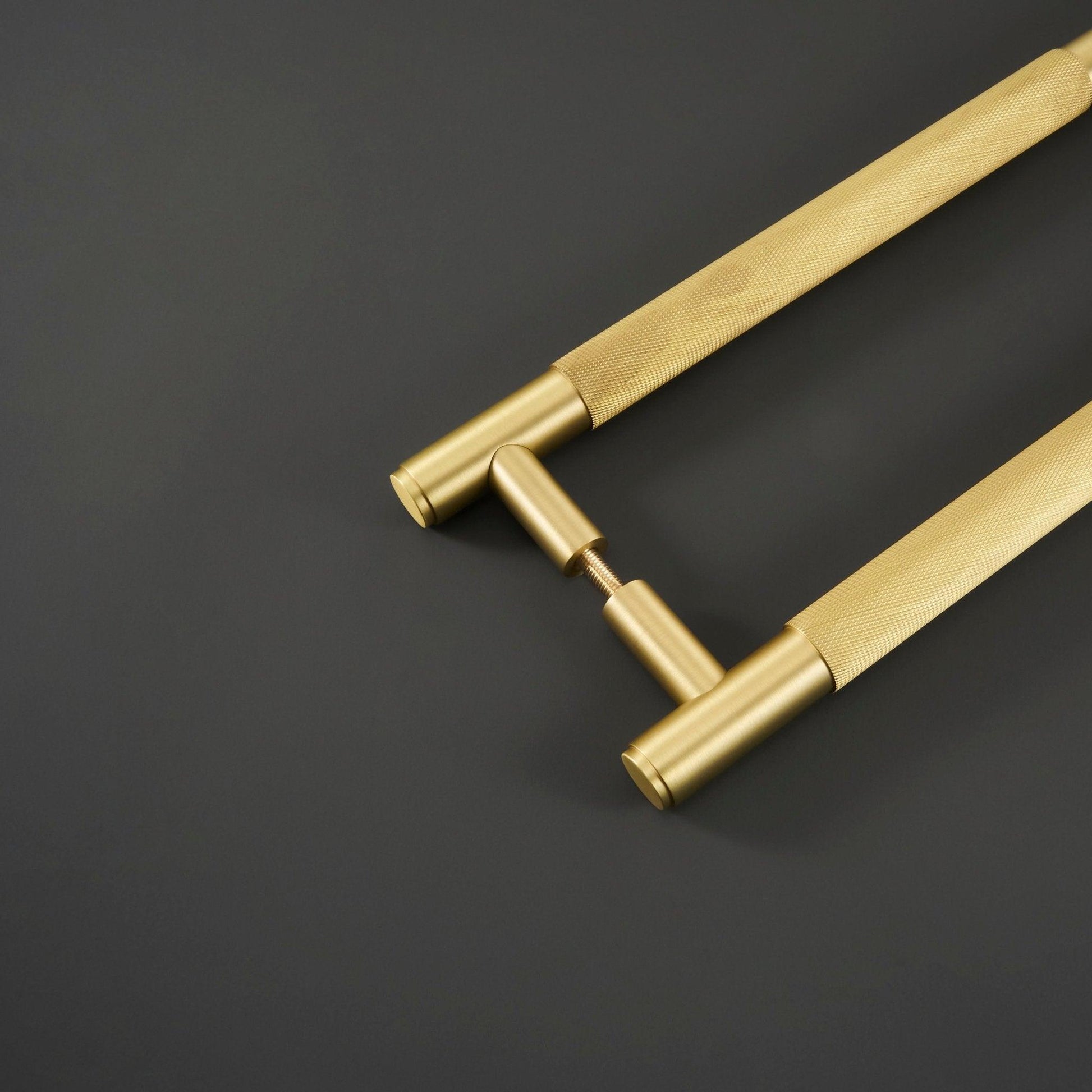 PORTA / Double-Sided Solid Brass Knurled Door Pull - Handle Shop Couture