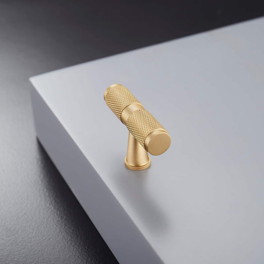 PORTA / SOLID BRASS KNURLED T-BAR - Handle Shop Couture