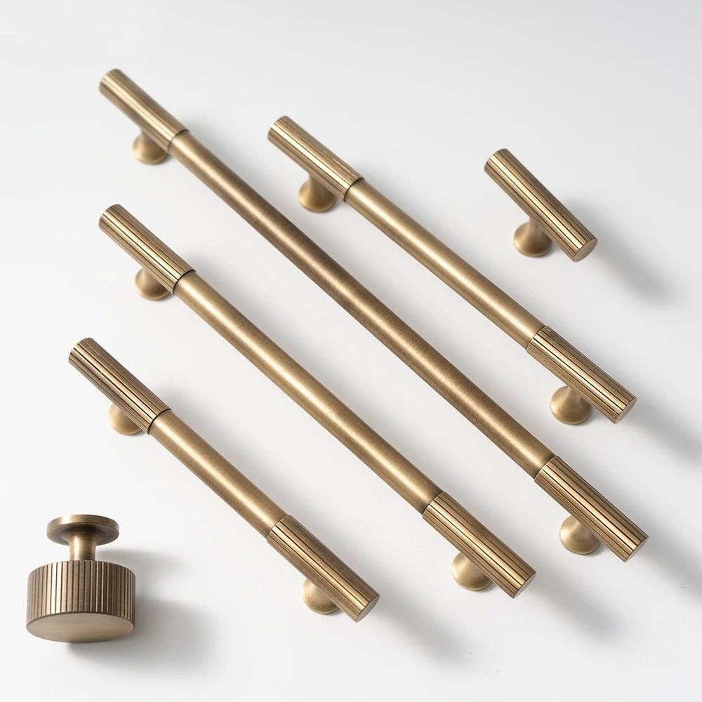 SIMI SOLID BRASS HANDLES / LINEAR KNURL - Handle Shop Couture