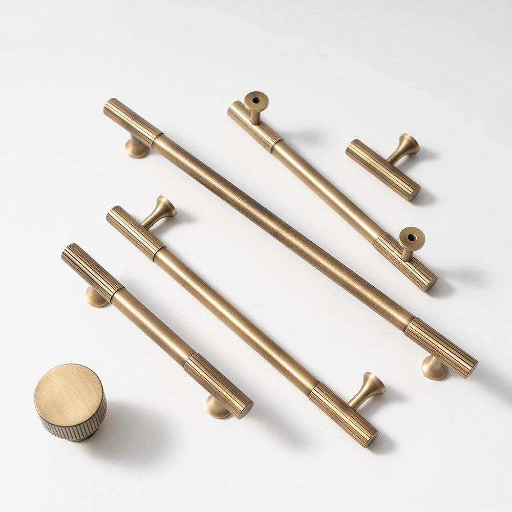 SIMI SOLID BRASS HANDLES / LINEAR KNURL - Handle Shop Couture