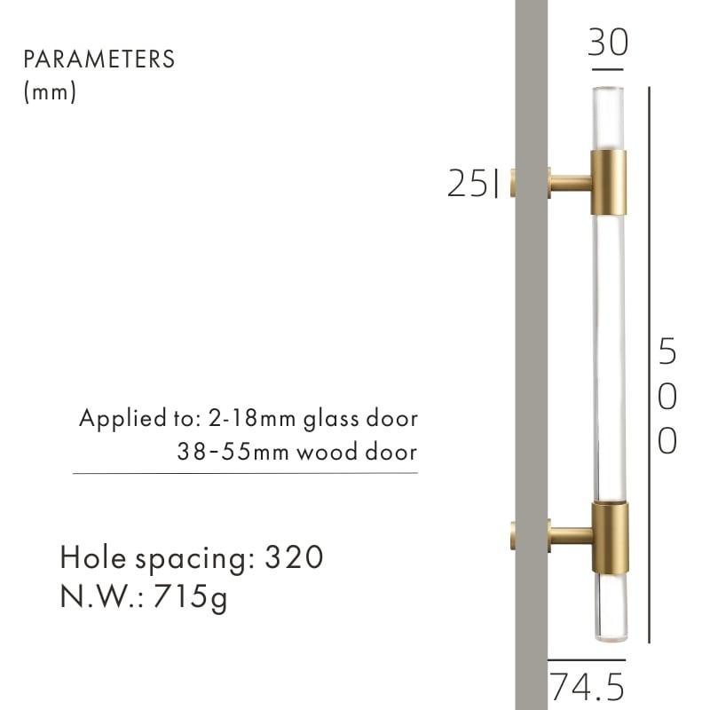 VITRE / PULL DOOR HANDLE / ACRYLIC BRASS - Handle Shop Couture