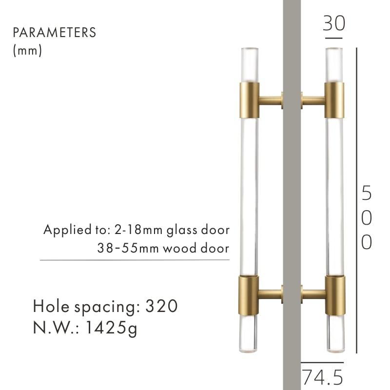 VITRE / PULL DOOR HANDLE / ACRYLIC BRASS - Handle Shop Couture