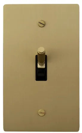 KLAS toggle switch, 1-gang satin brass plate, black body