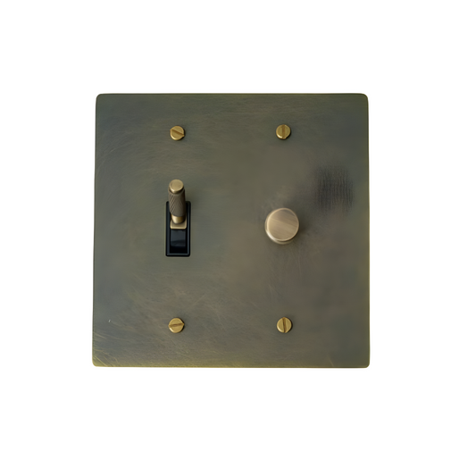 KLAS / Brass Mixed Dimmer Switch Outlet (2-Gang)