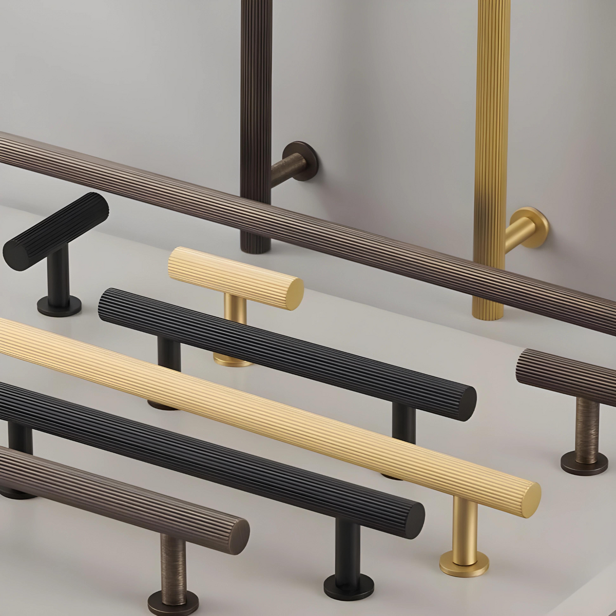 SOLID BRASS HANDLES / LINEAR KNURL - Handle Shop Couture