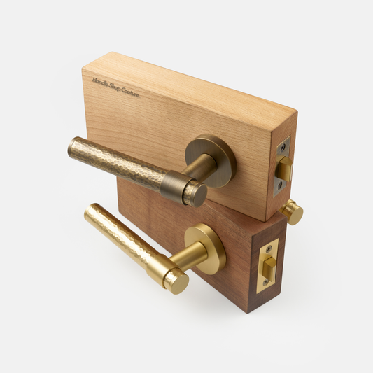 LOREN Hammered Brass Lever Handle & Lock Set