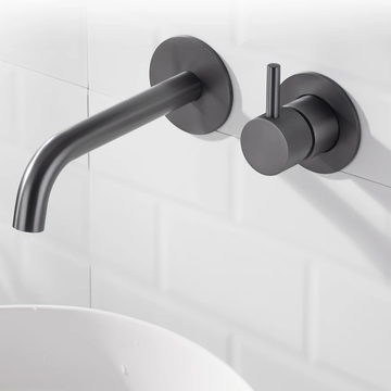 BASEL Wall-Mounted Knurled Brass Bathroom Faucet