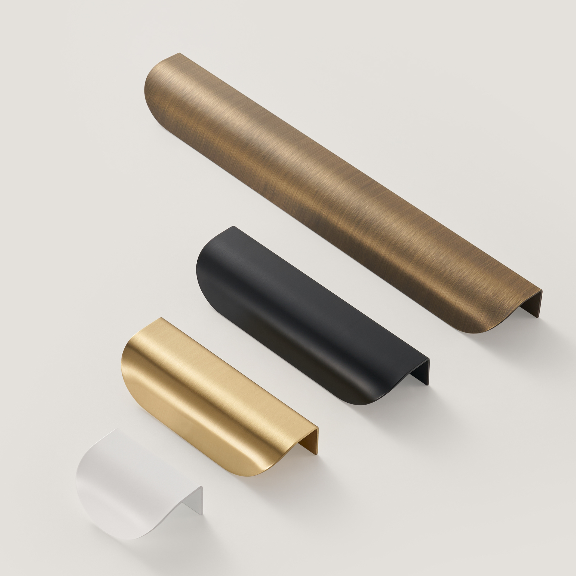 MIRTO / Curved Solid Brass Edge Pull - Handle Shop Couture