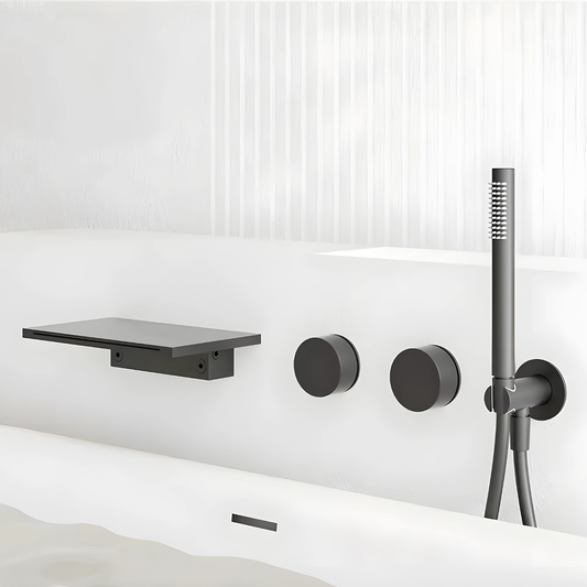 SENSIAL Wall-Mounted Knurled Waterfall Bath Filler