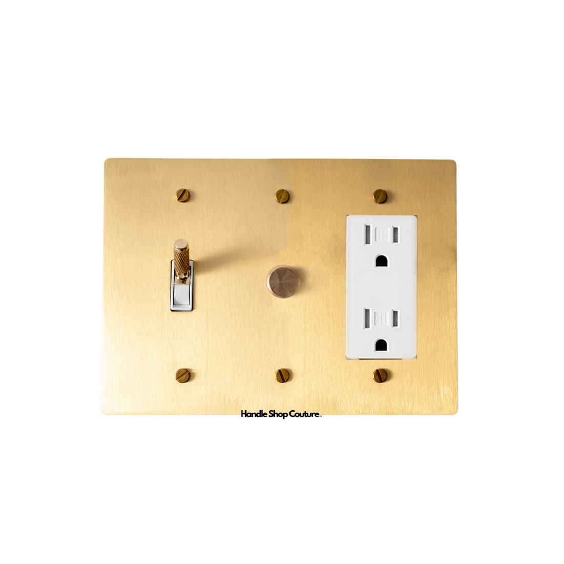 KLAS / Messing combinatieschakelaar met dimmer (3-voudig)