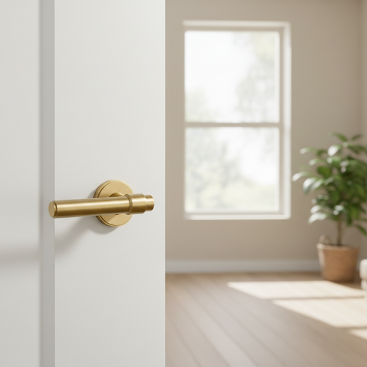 SOLON Brass Lever Handle & Lock Set