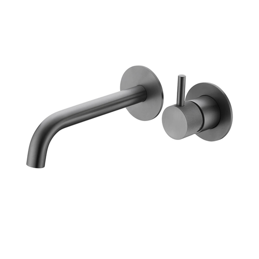 BASEL Wall-Mounted Knurled Brass Bathroom Faucet