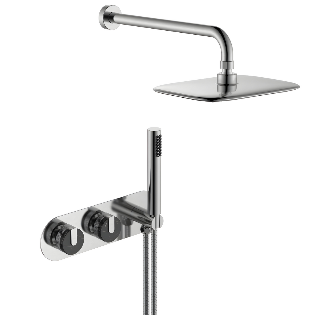NIKO / Duschsystem aus Marmor und Messing, Zweigriff