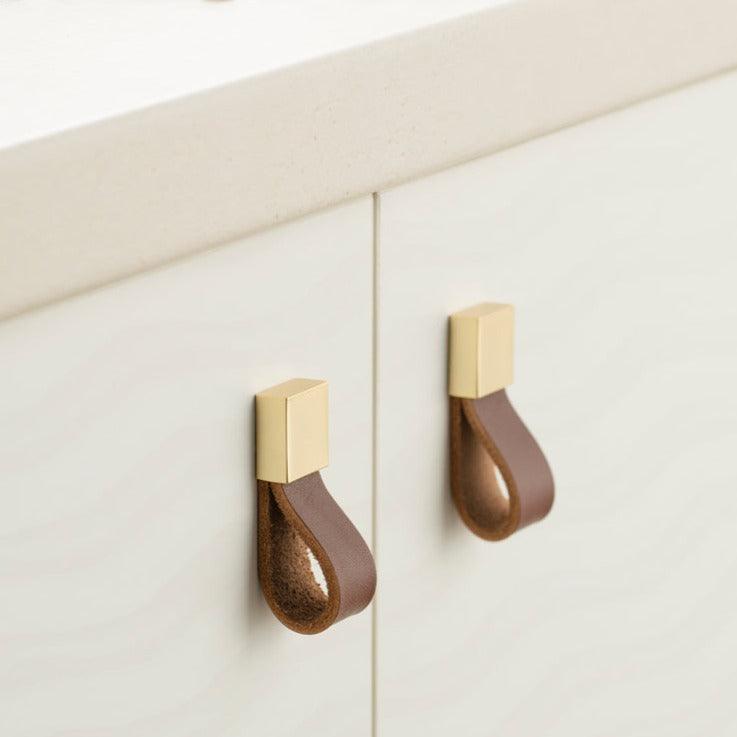 ALEMAGOU / Leather & Brass Pull | Handle Shop Couture