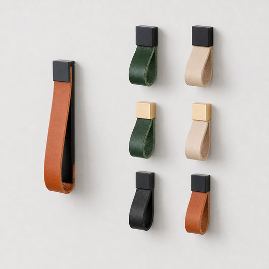 ALEMAGOU leather pulls and knobs in a range of leather colours