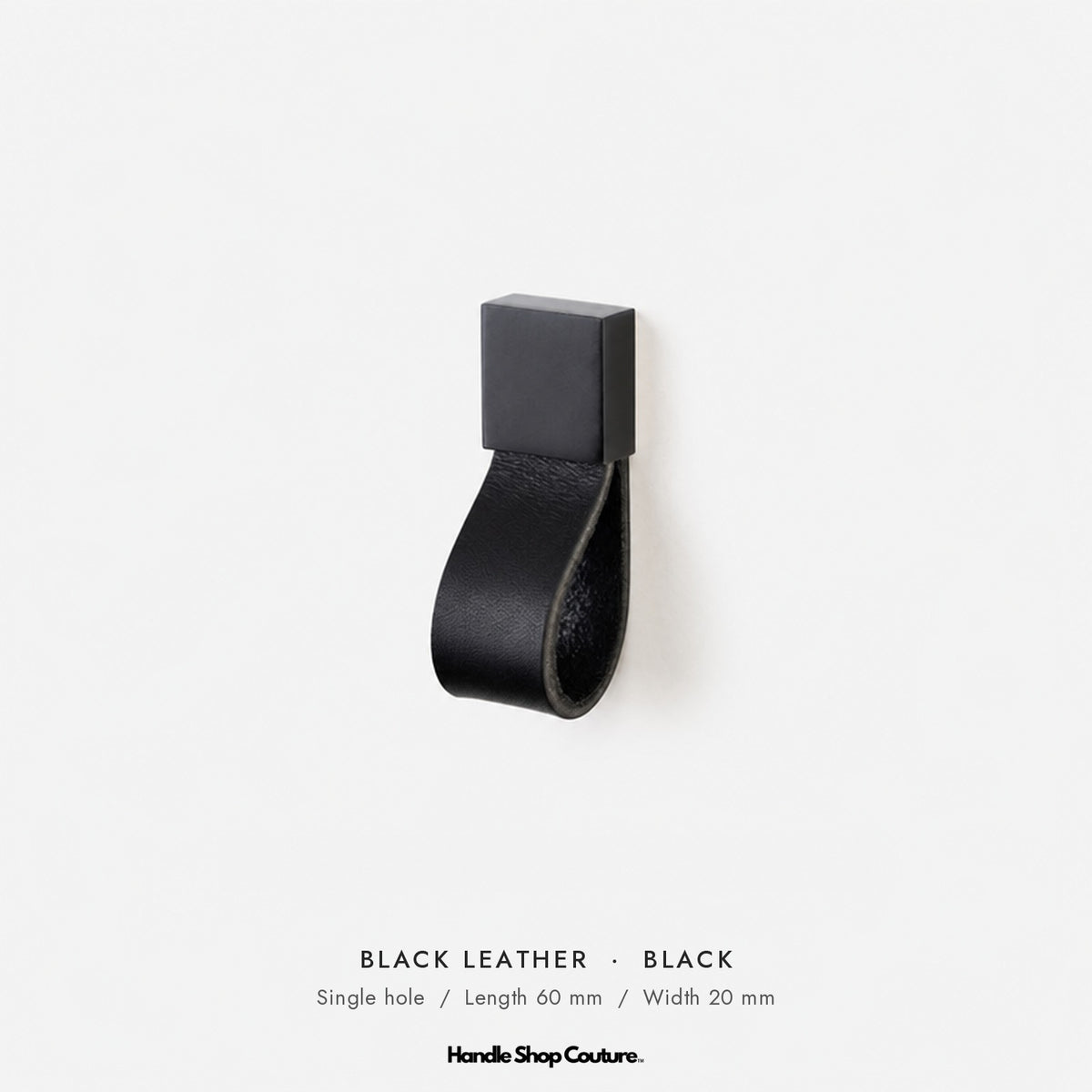 ALEMAGOU leather cabinet knob, Black leather with black fitting