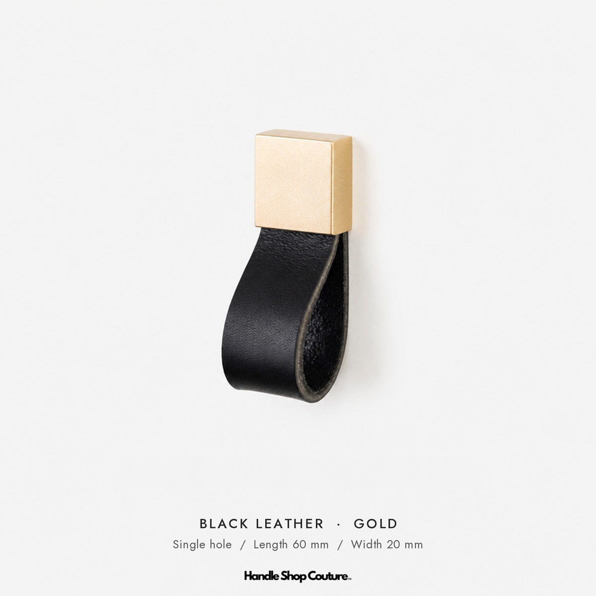 ALEMAGOU leather cabinet knob, Black leather with gold fitting