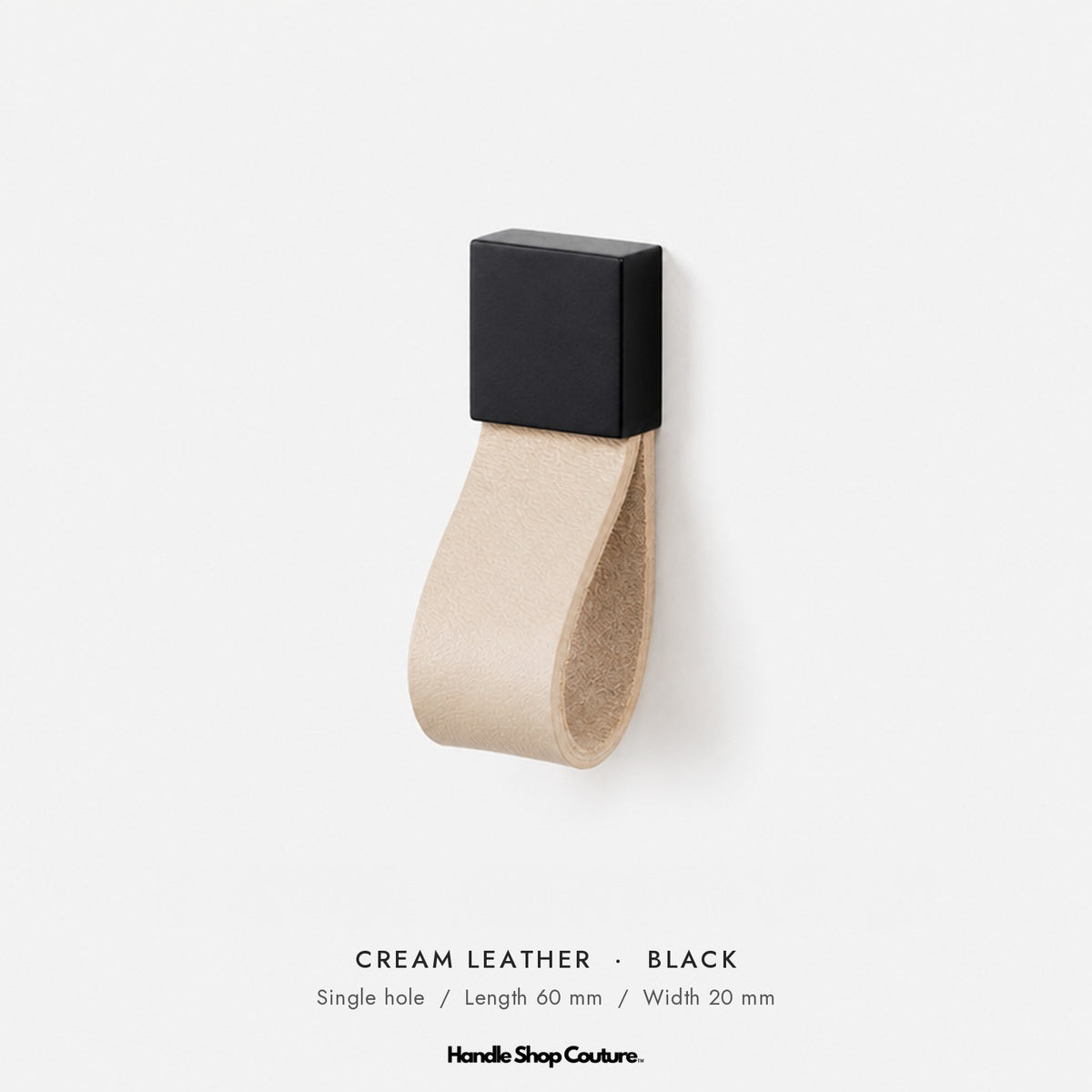 ALEMAGOU leather cabinet knob, Cream leather with black fitting