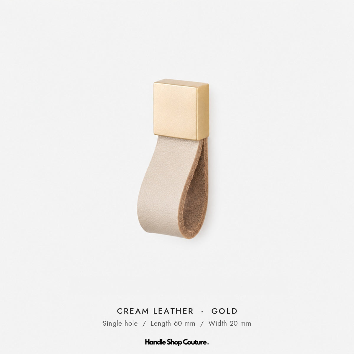 ALEMAGOU leather cabinet knob, Cream leather with gold fitting