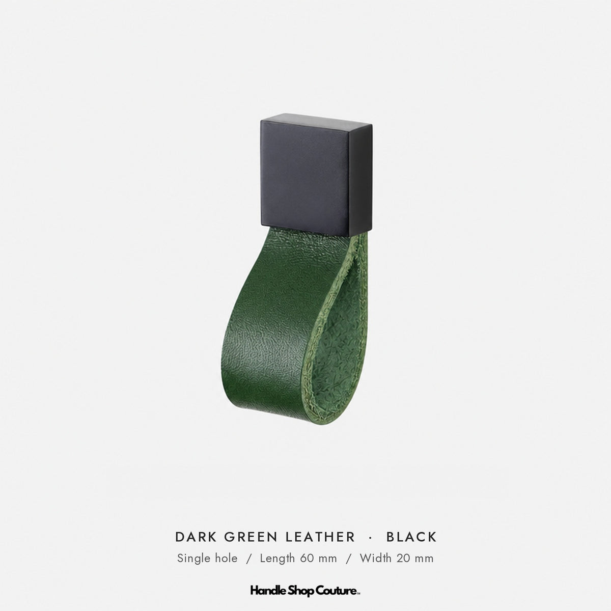 ALEMAGOU leather cabinet knob, Dark Green leather with black fitting