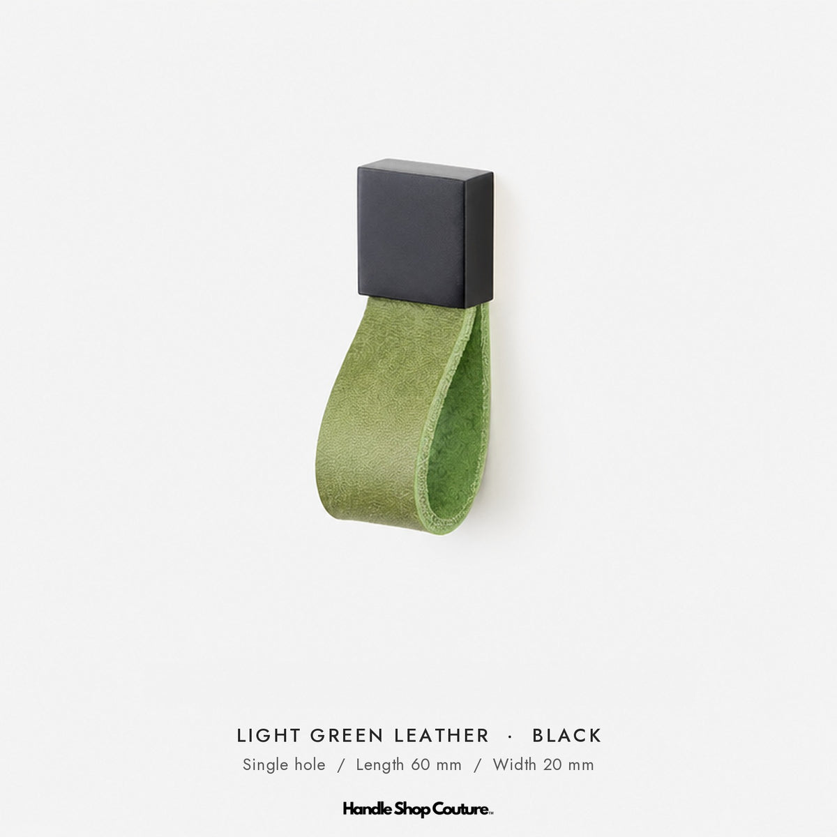ALEMAGOU leather cabinet knob, Light Green leather with black fitting