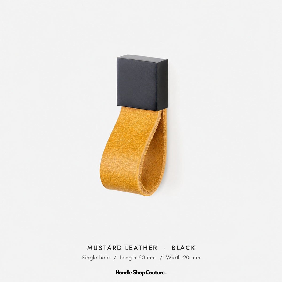 ALEMAGOU leather cabinet knob, Mustard leather with black fitting