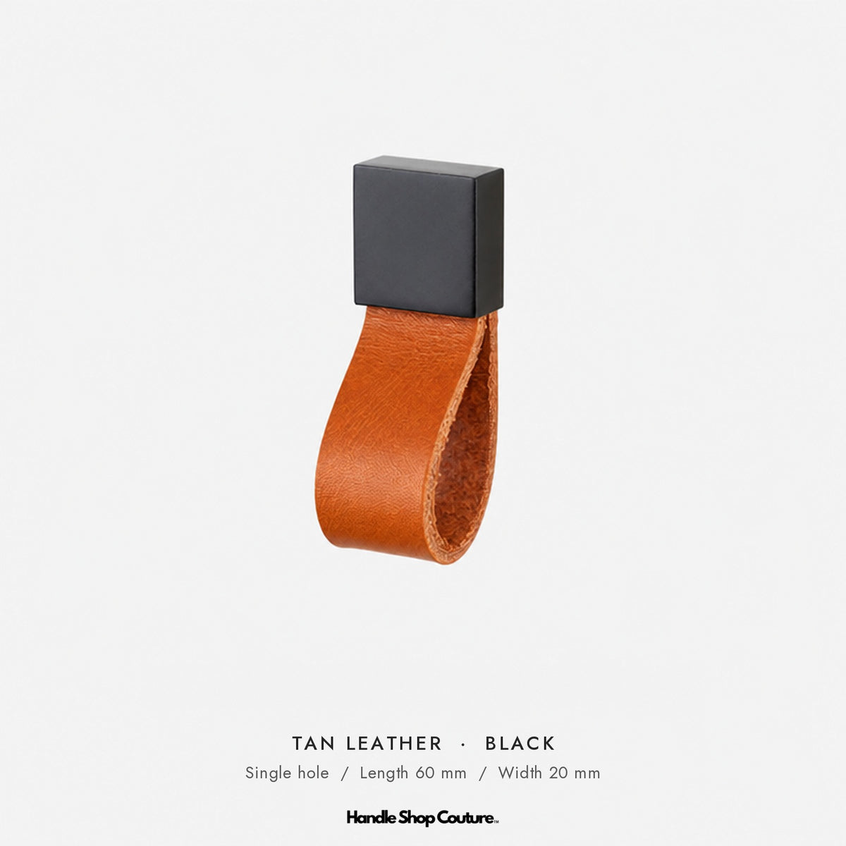ALEMAGOU leather cabinet knob, Tan leather with black fitting