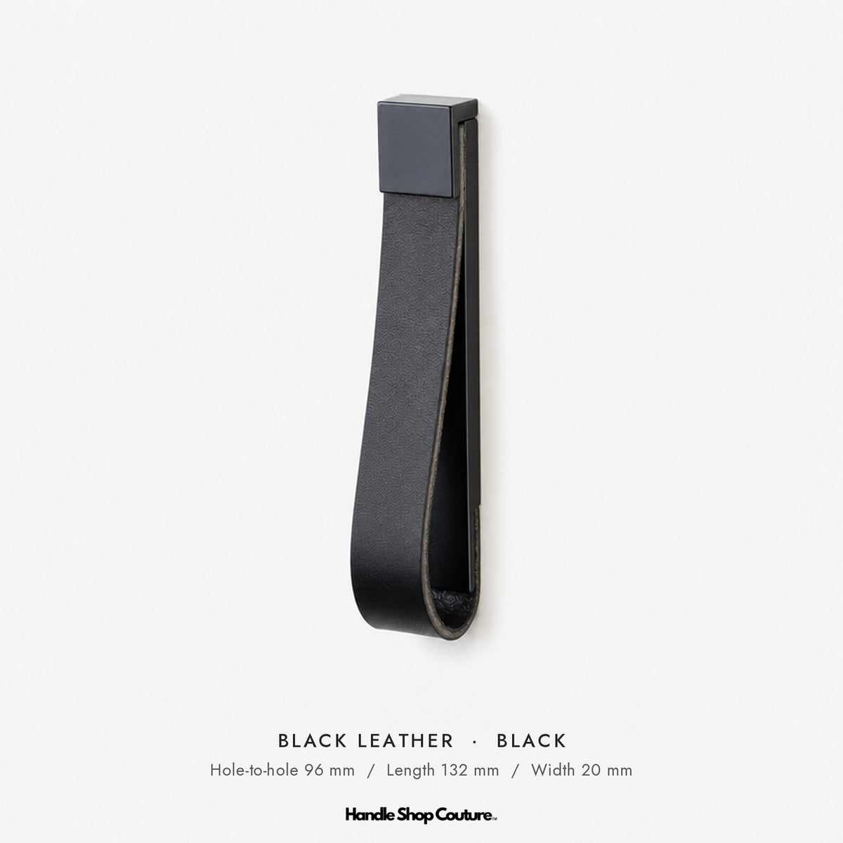 ALEMAGOU leather pull handle, Black leather with black fitting