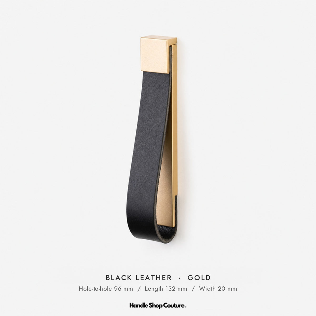 ALEMAGOU leather pull handle, Black leather with gold fitting