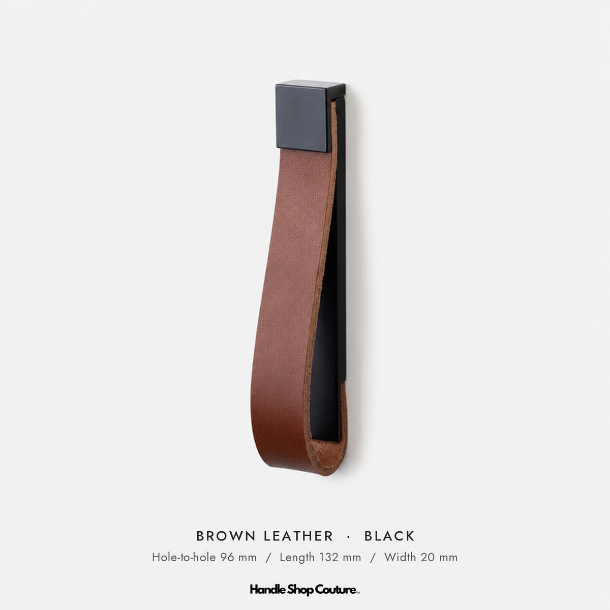 ALEMAGOU leather pull handle, Brown leather with black fitting