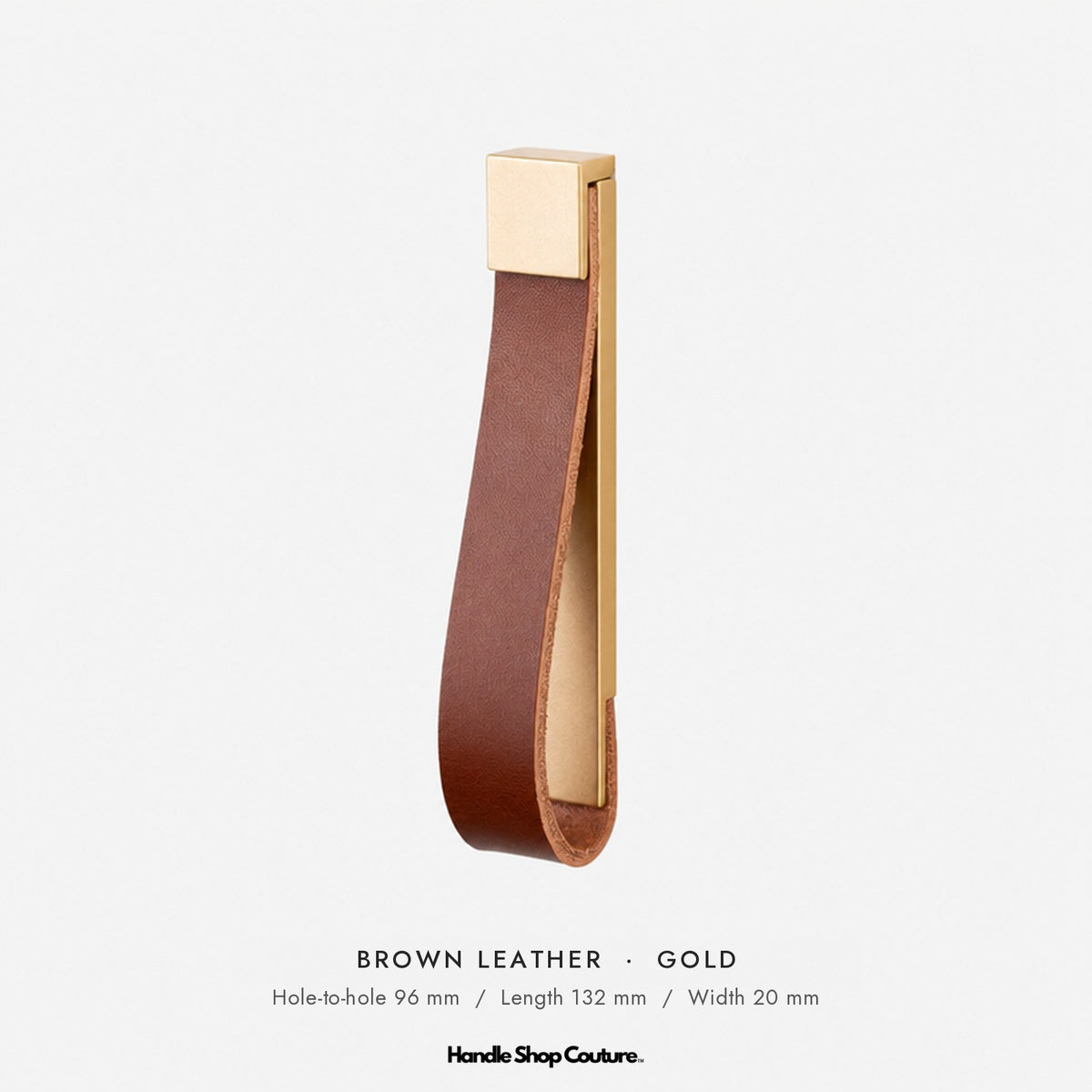 ALEMAGOU leather pull handle, Brown leather with gold fitting