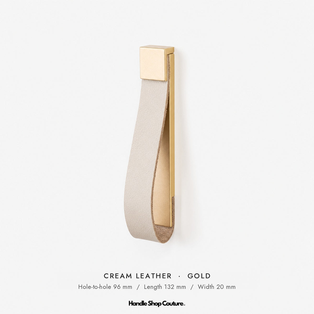 ALEMAGOU leather pull handle, Cream leather with gold fitting