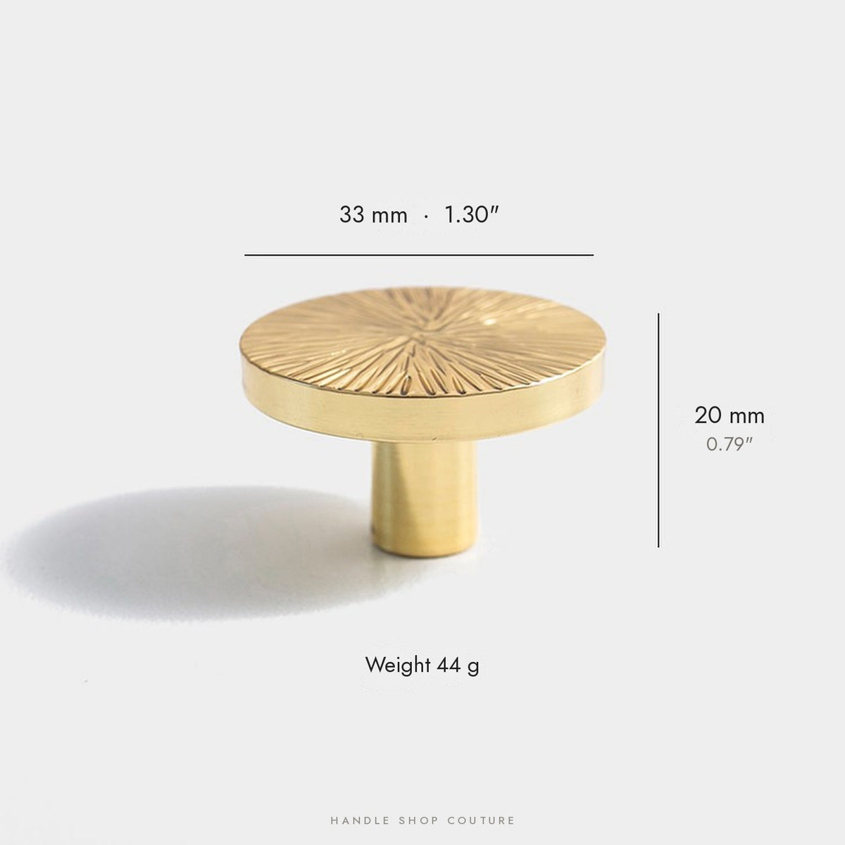 ARTEM large knob in polished brass, 33 mm diameter, 20 mm high, 44 g