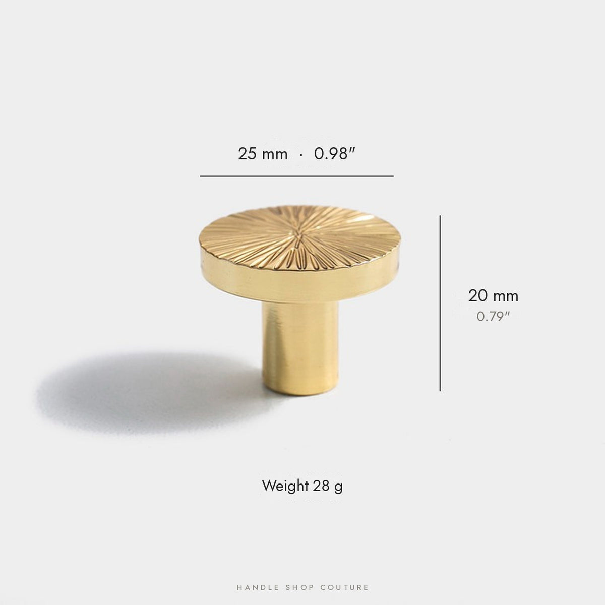 ARTEM small knob in polished brass, 25 mm diameter, 20 mm high, 28 g